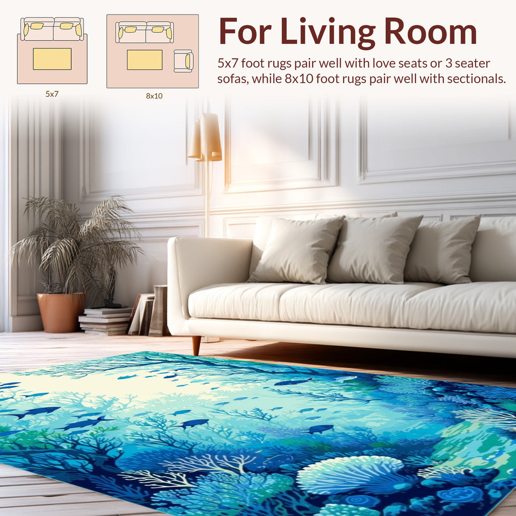 Oceanic Undersea Life With Fish Rug