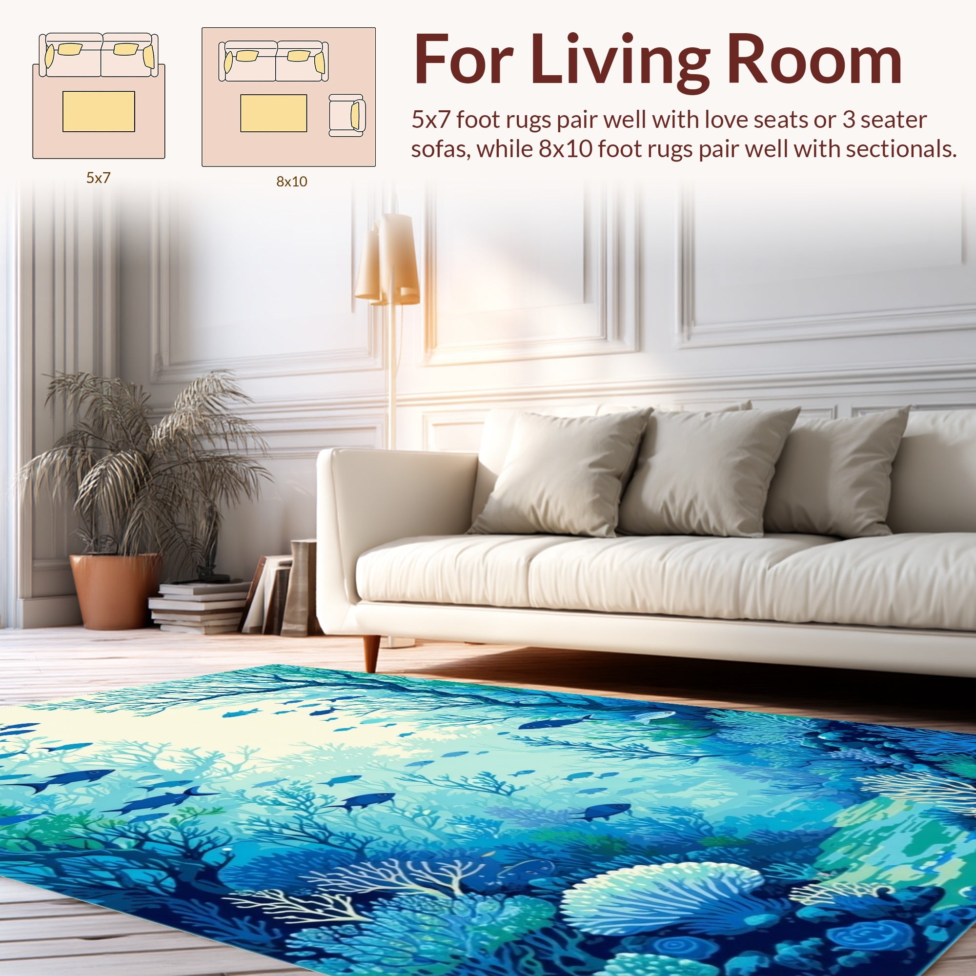 Oceanic Undersea Life With Fish Rug