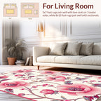 Ornate Pink Floral Vine Pattern Rug