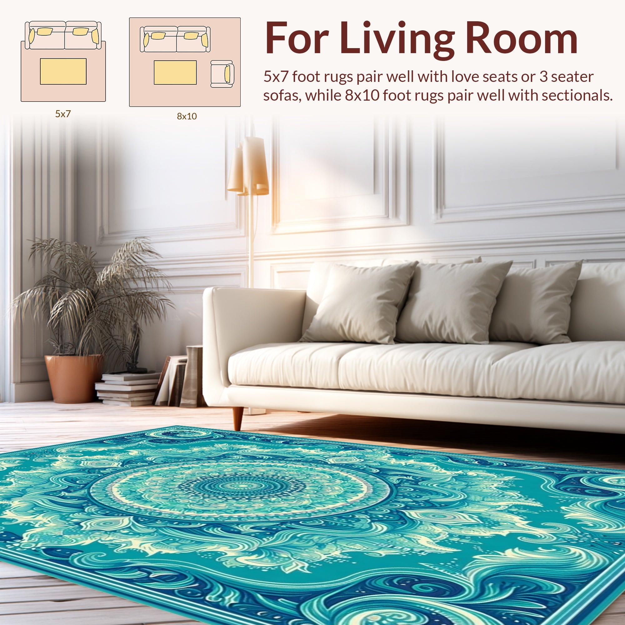 Oceanic Abstract Mandala Pattern Rug