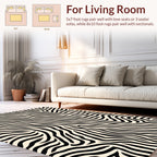 Abstract Black Ivory Zebra Print Rug