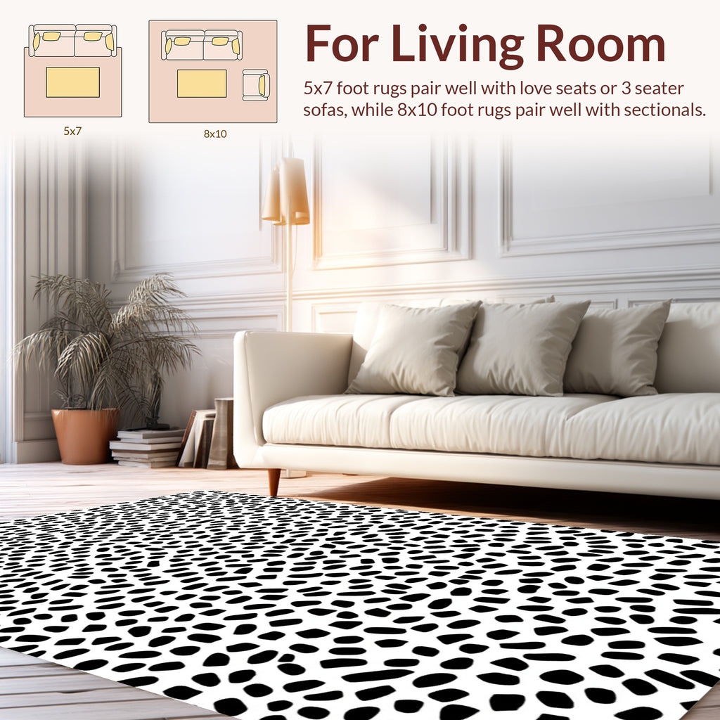 Black White Abstract Dot Pattern Rug