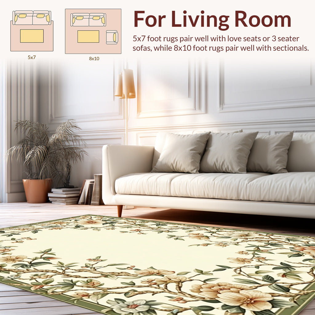Vine Swirl Floral Design Rug