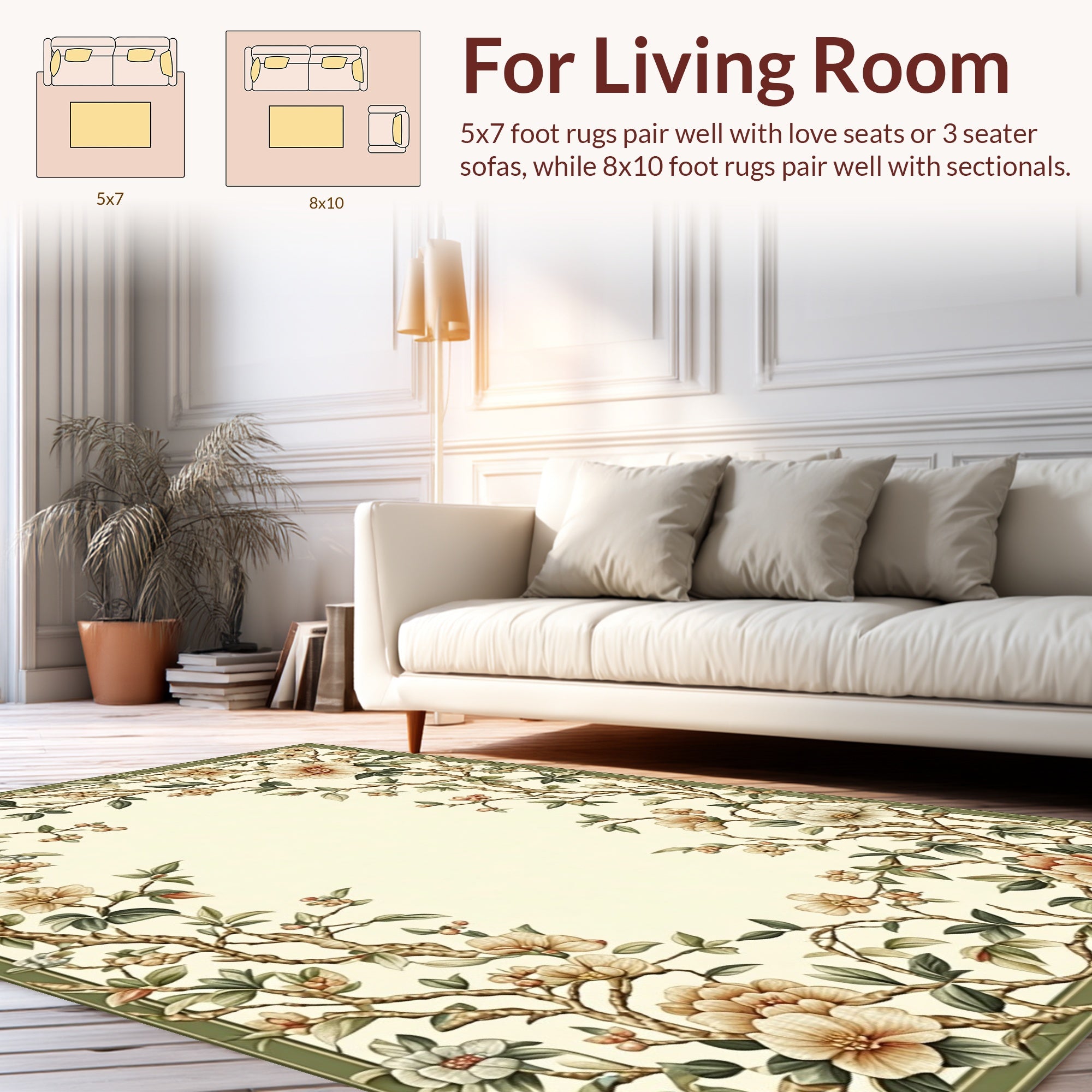 Vine Swirl Floral Design Rug