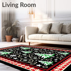 Christmas Trees Festive Houndstooth Border Rug