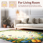 Vibrant Floral Canopy And Butterfly Border Rug