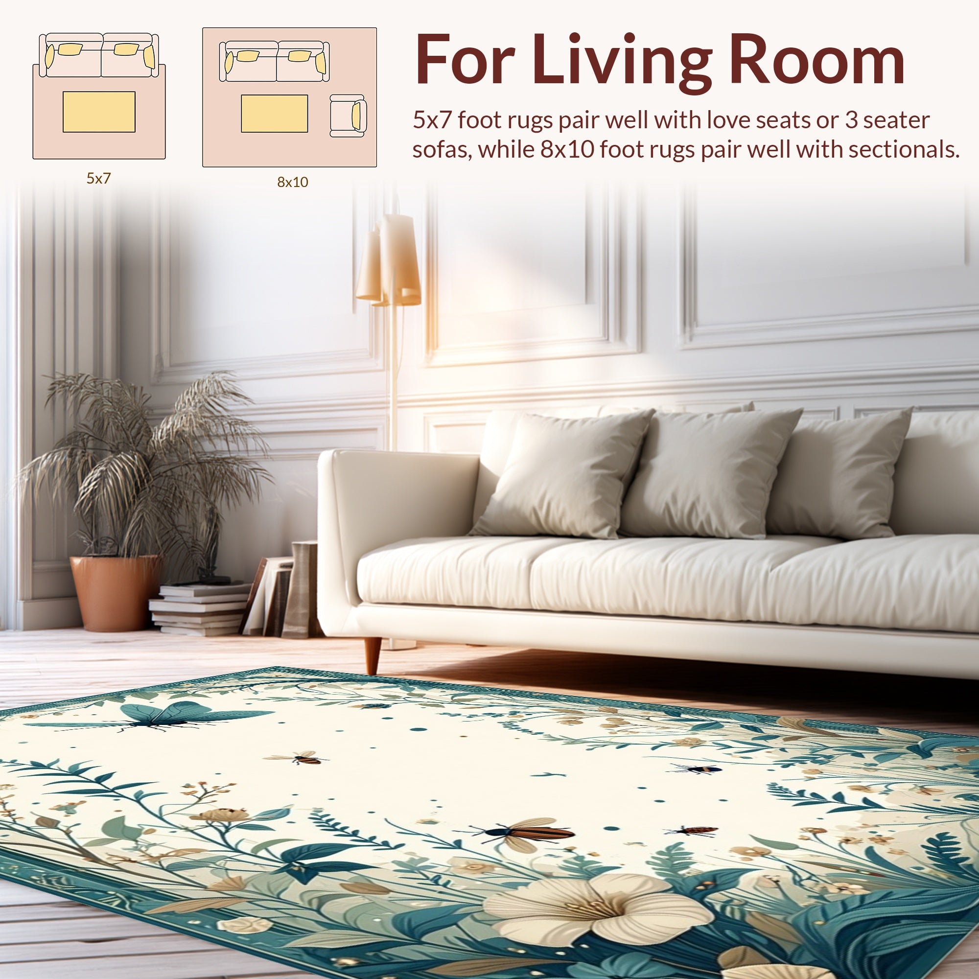 Nature Insects And Floral Frame Rug