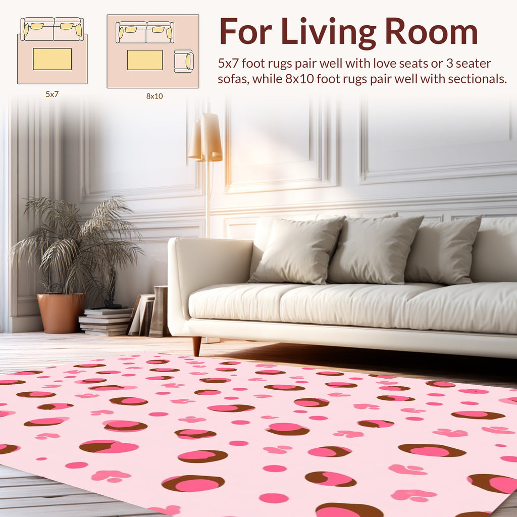 Pink Leopard Dot Print Design Rug