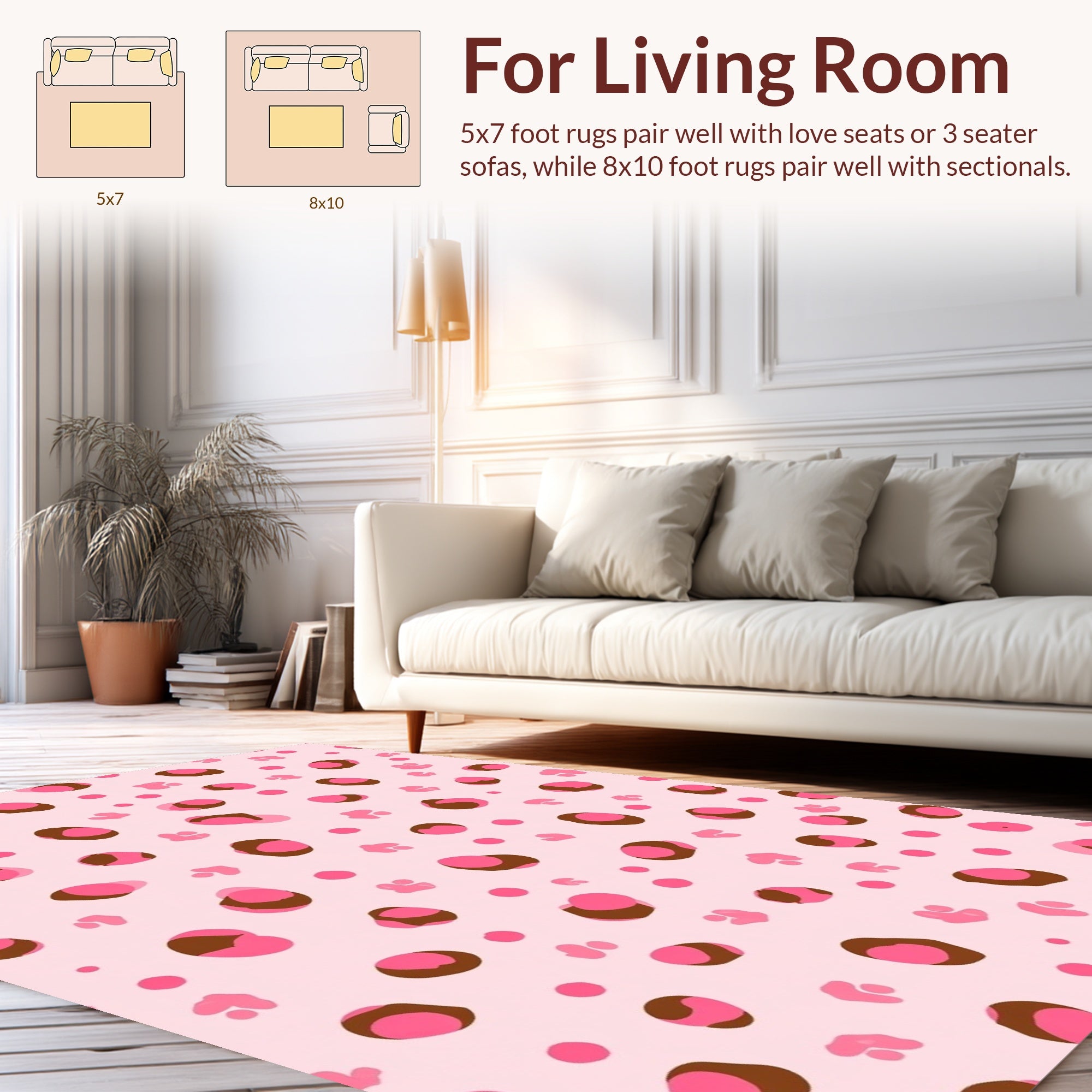 Pink Leopard Dot Print Design Rug