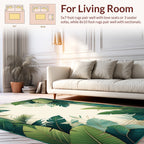 Lush Green Tropical Leaf Pattern Rug