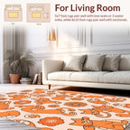 Groovy Orange Cat Flower Pattern Rug