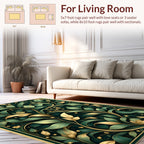 Dark Green Floral Botanical Vines Rug