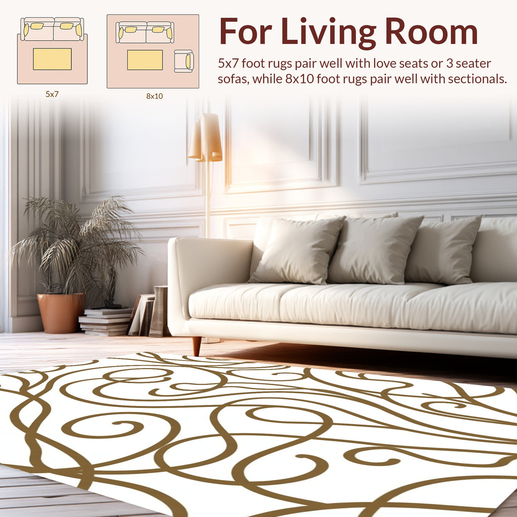 Elegant Brown Swirl Pattern Rug
