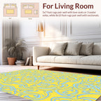 Art Nouveau Yellow Blue Floral Pattern Rug
