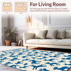 Blue Animal Silhouette Pattern Rug