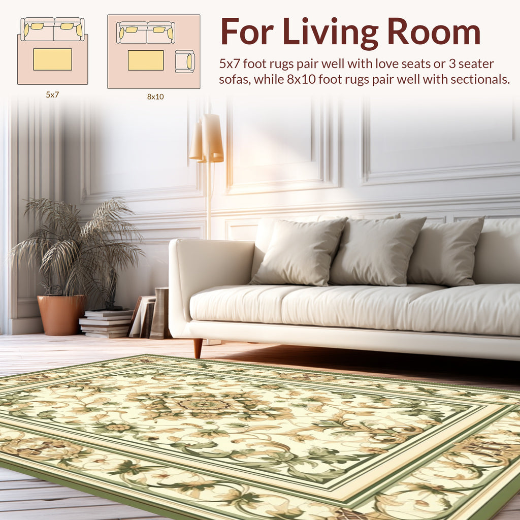 Ornate Floral Patterned Antique Style Rug