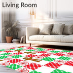 Festive Gingerbread Man Checkered Holly Rug