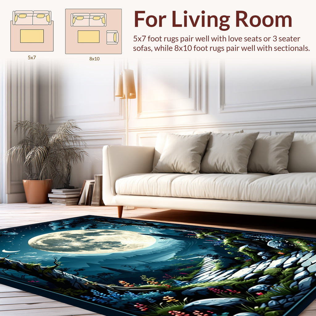 Enchanting Lunar Landscape With Winding Path Rug