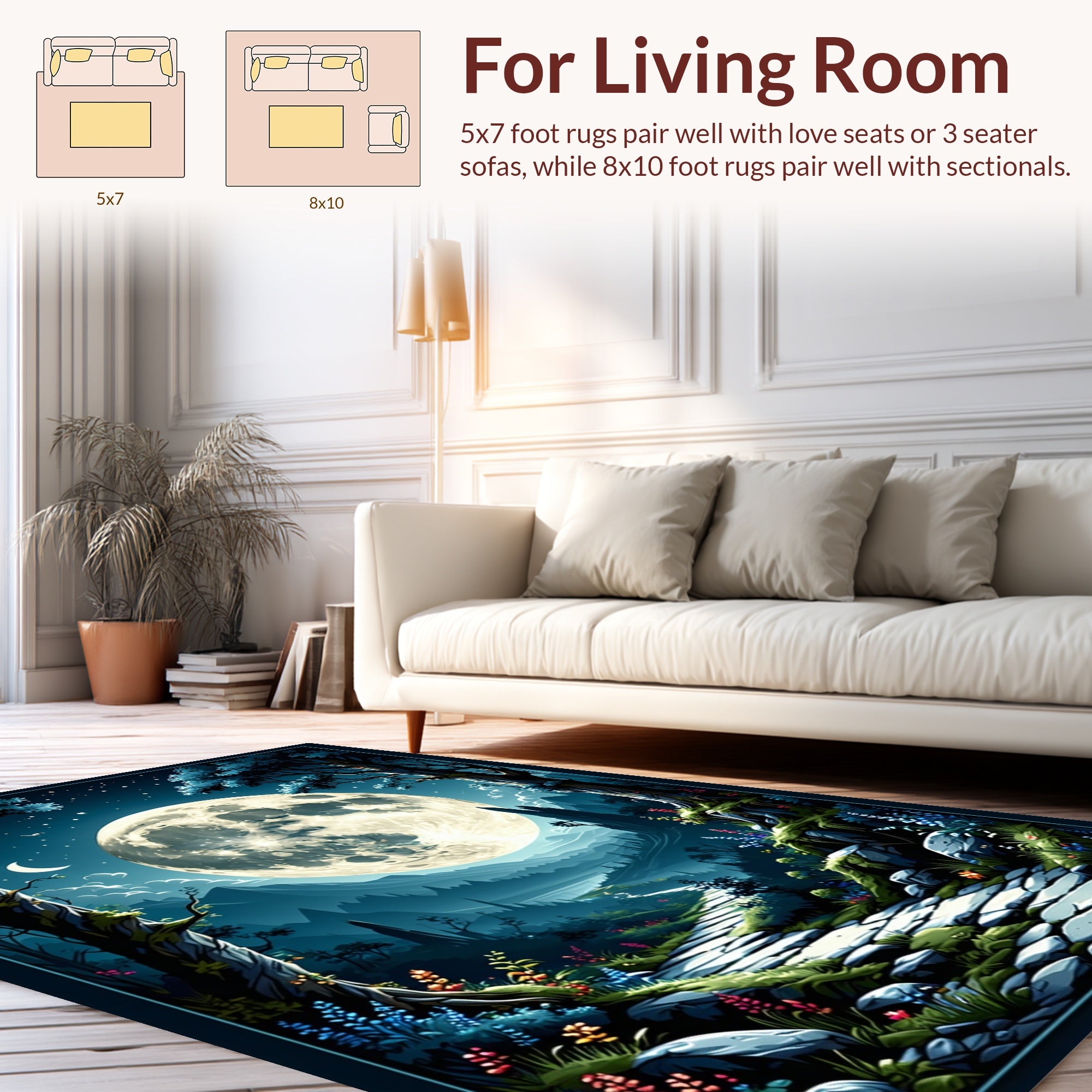 Enchanting Lunar Landscape With Winding Path Rug