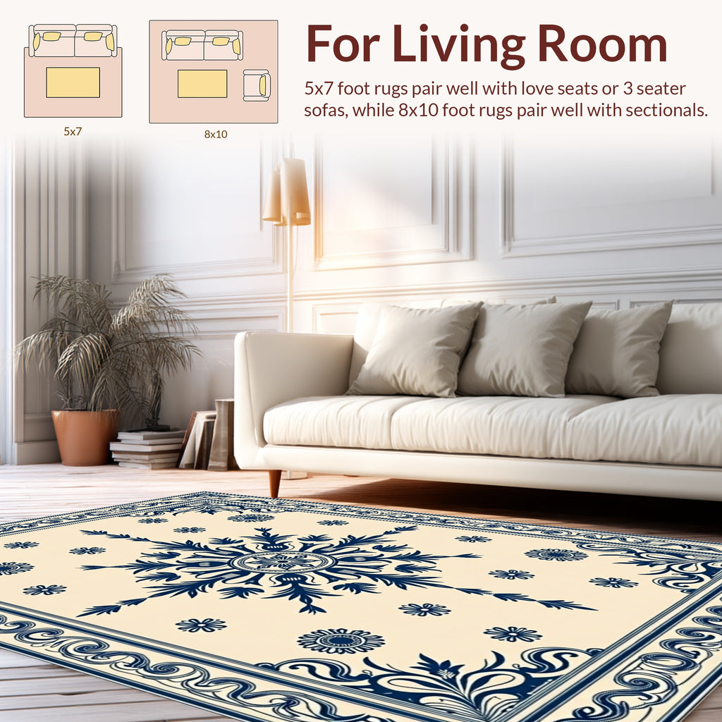 Traditional Scrollwork Floral Medallion Design Rug