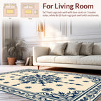 Traditional Scrollwork Floral Medallion Design Rug
