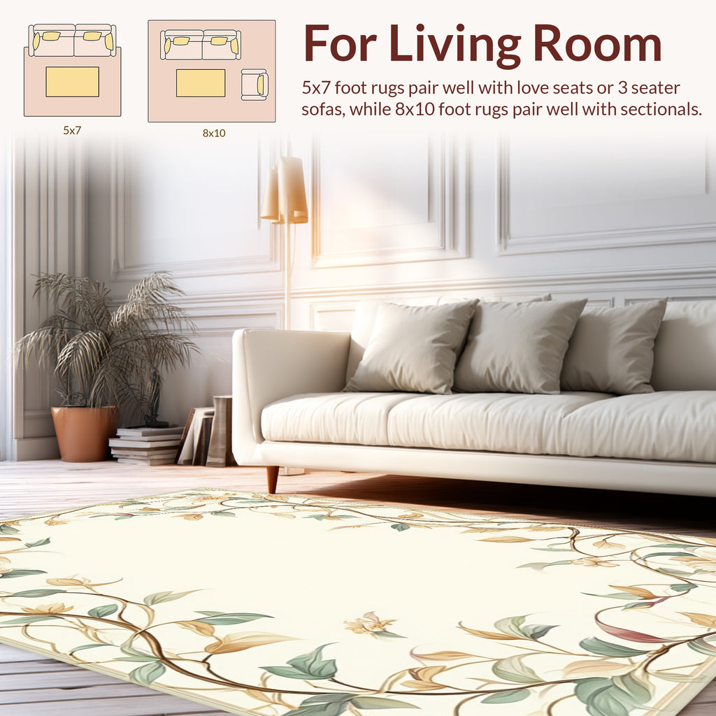 Delicate Floral Vine Botanical Rug