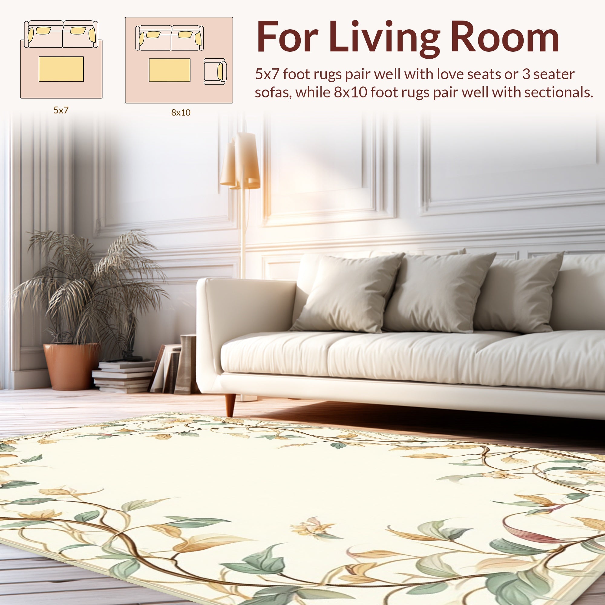 Delicate Floral Vine Botanical Rug