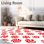Red Swirl Candy Spot Rug