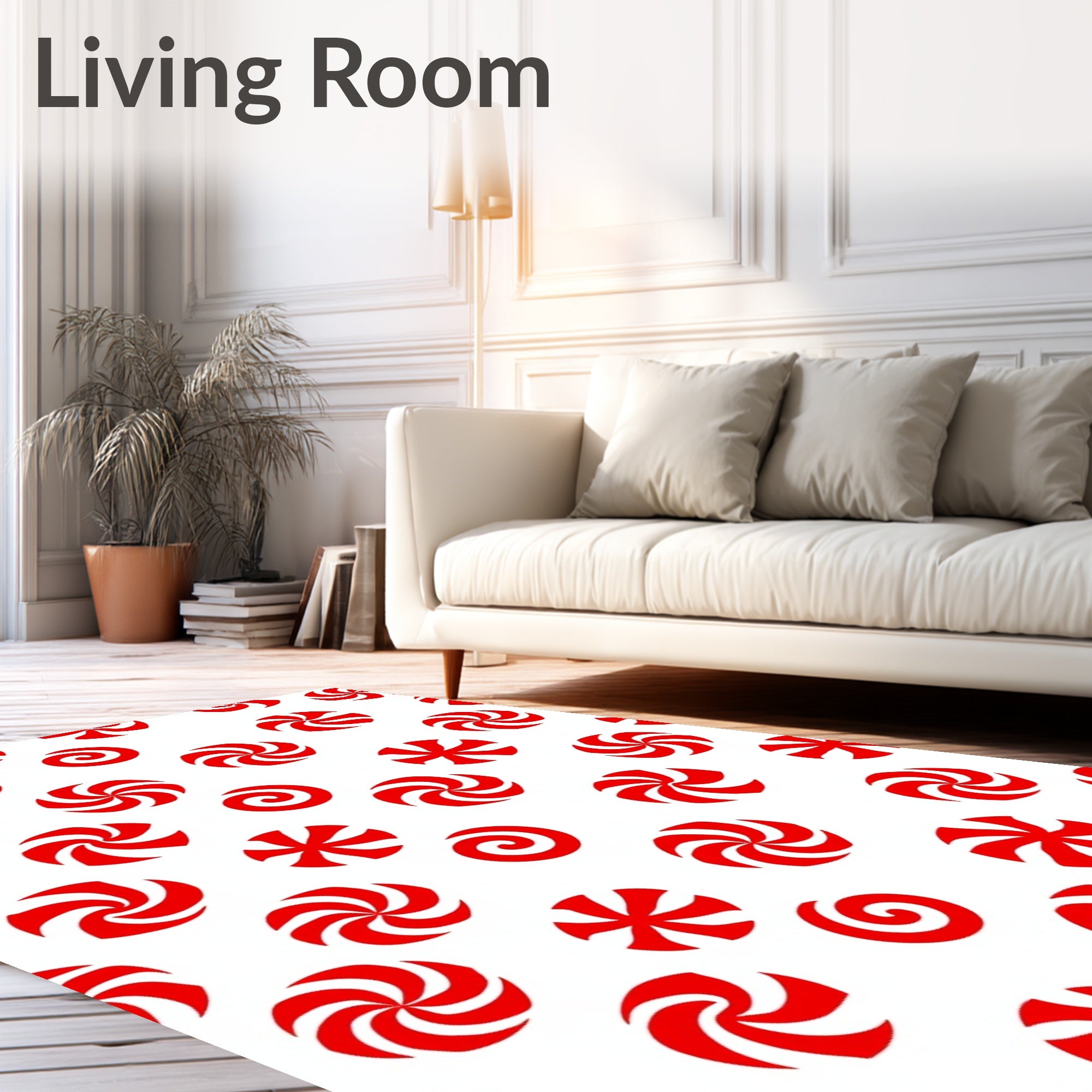 Red Swirl Candy Spot Rug