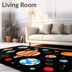 Cosmic Planets and Stars Black Rug