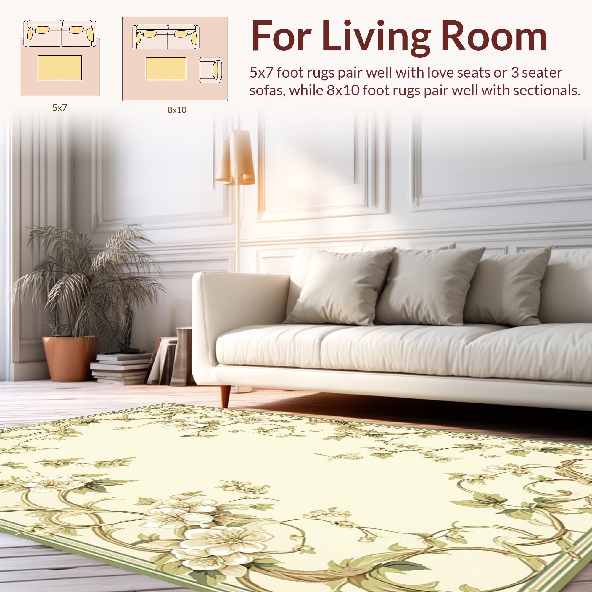 Vintage Floral Vine Botanical Design Rug