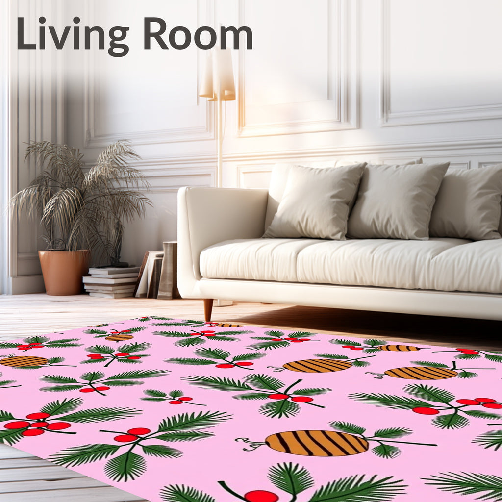 Pink Holly Berry Bee Garland Rug