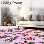 Pink Holly Berry Bee Garland Rug