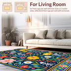 Colorful Floral Skeleton Print Rug