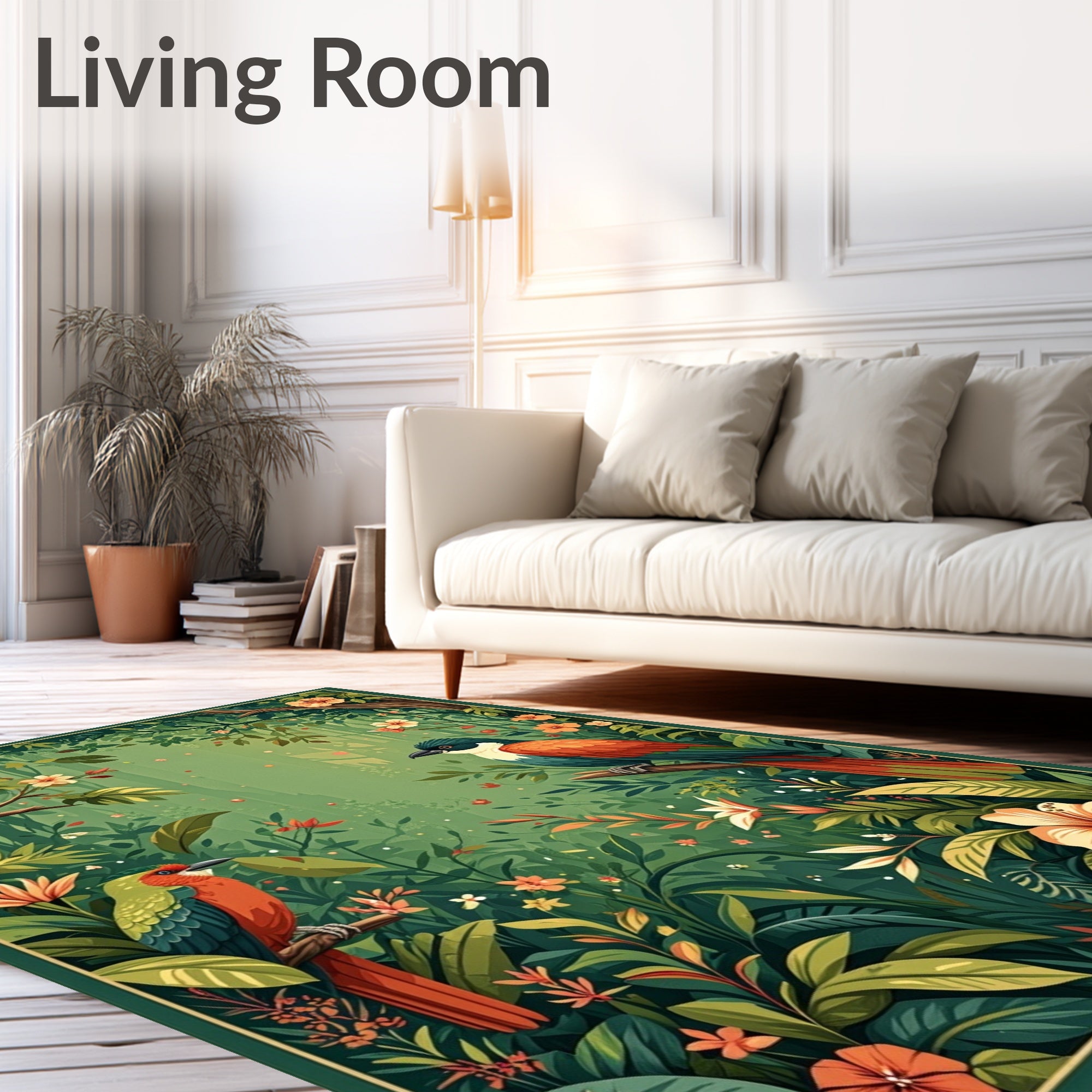 Exotic Birds Lush Jungle Flora Rug