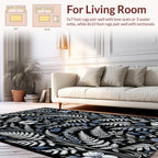 Botanical Fern And Flower Pattern Rug
