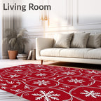 Crimson Snowflake Medallion Arrangement Rug