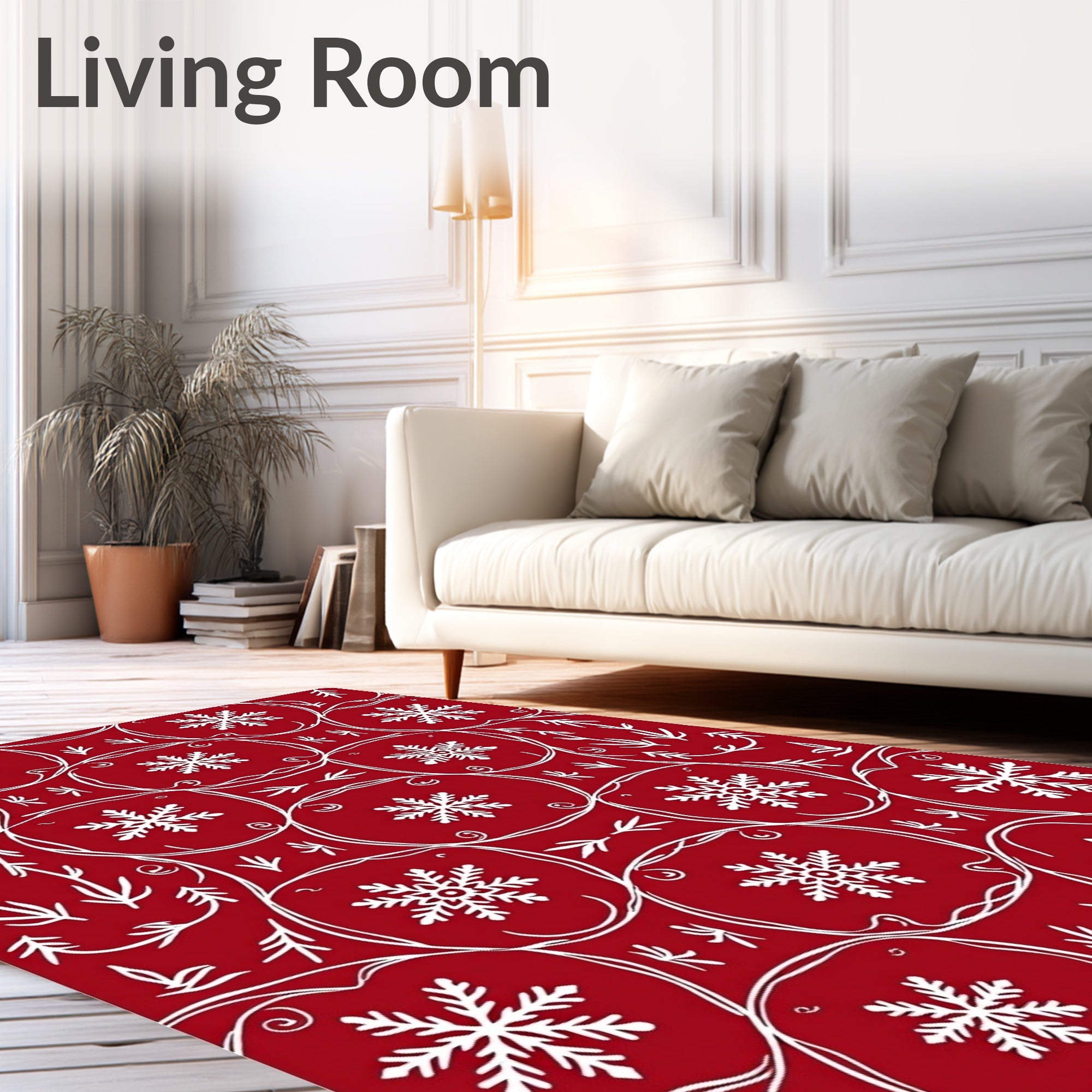 Crimson Snowflake Medallion Arrangement Rug
