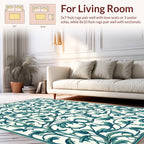 Teal Vine Floral Pattern Rug
