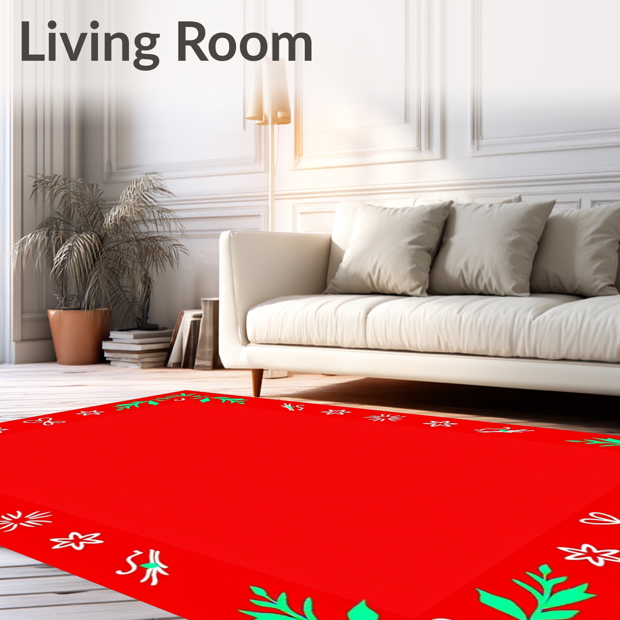 Red Green White Holiday Border Rug