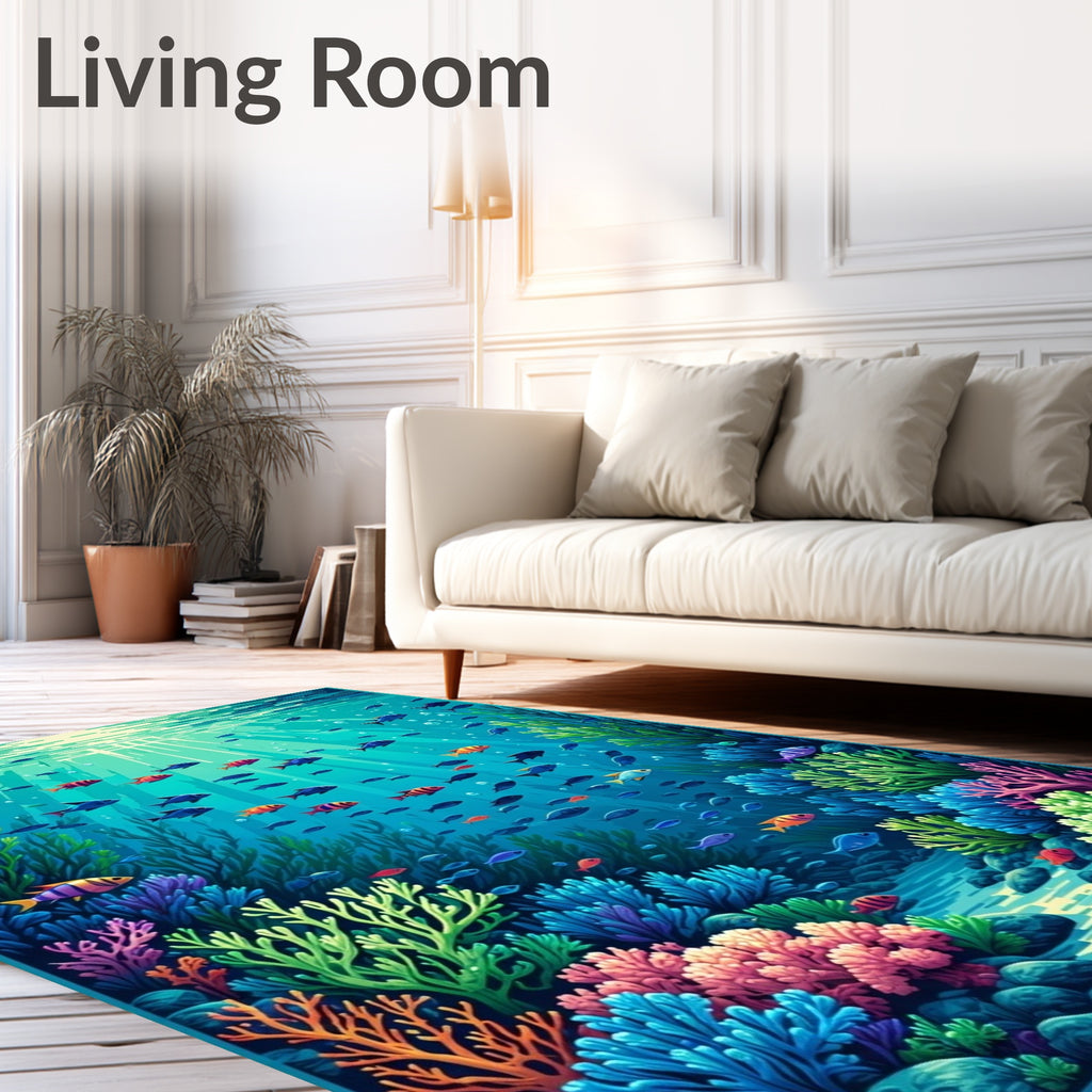 Vibrant Ocean Fish Coral Garden Rug
