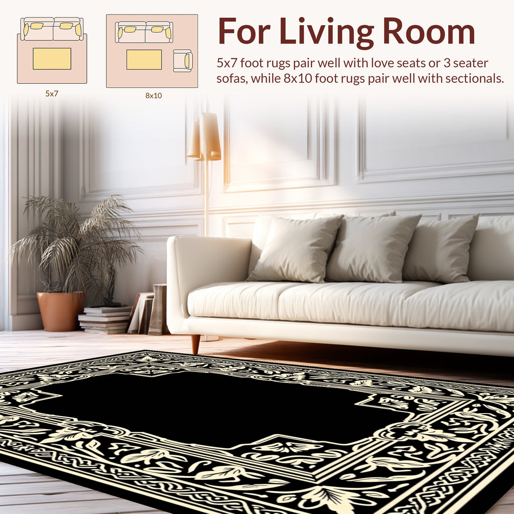 Intricate Floral Border Design Rug