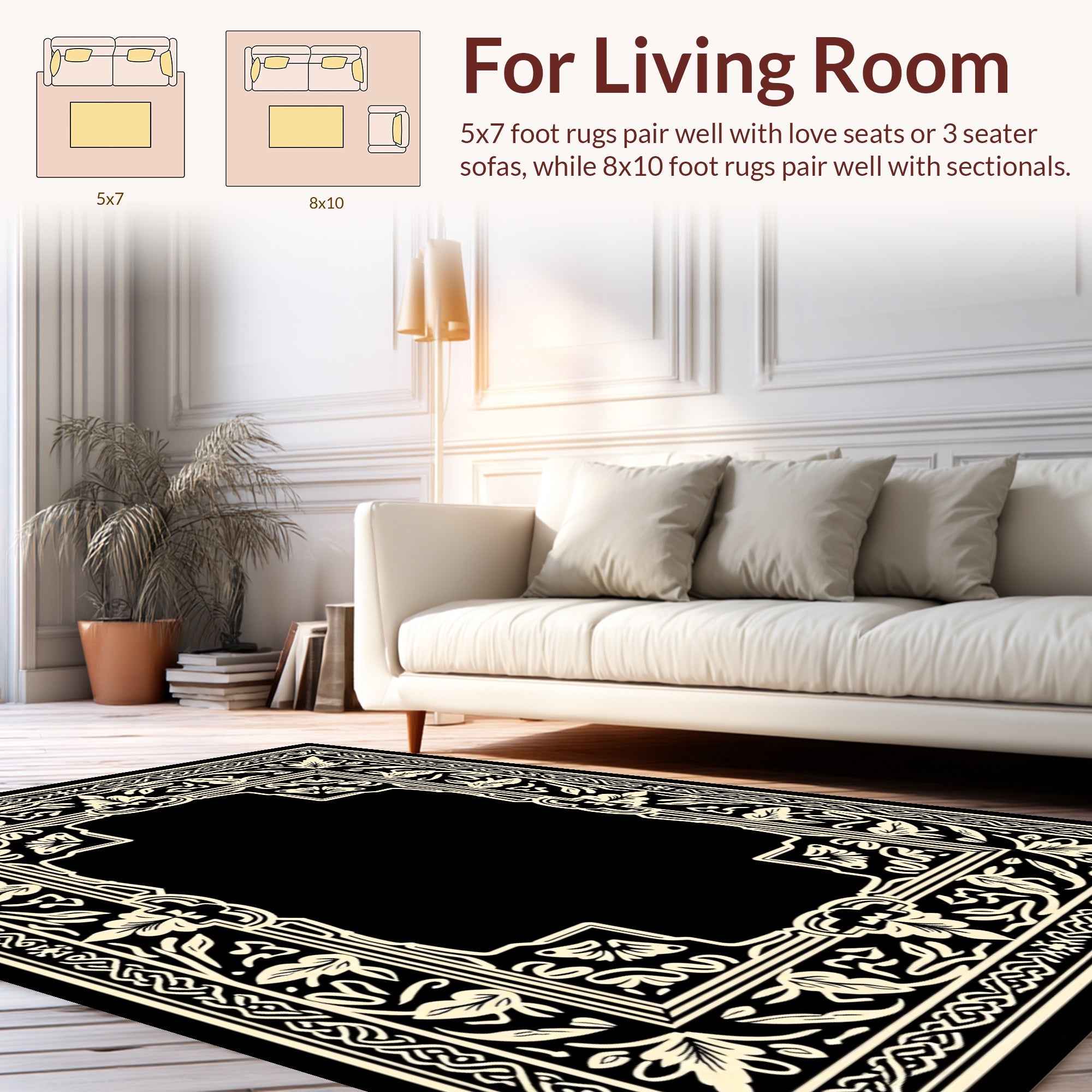 Intricate Floral Border Design Rug