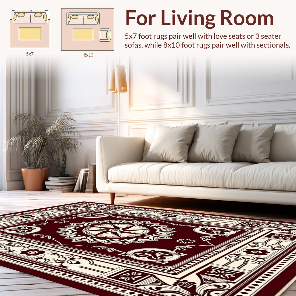 Ornate Compass Rose Intricate Design Rug