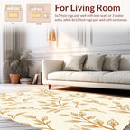 Golden Branches With Outline Leaves Rug