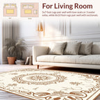 Brown Floral Scrollwork Mandala Design Rug