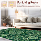 Intricate Green Floral Medallion Pattern Rug