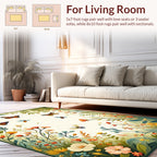 Whimsical Garden Butterflies Bees Rug