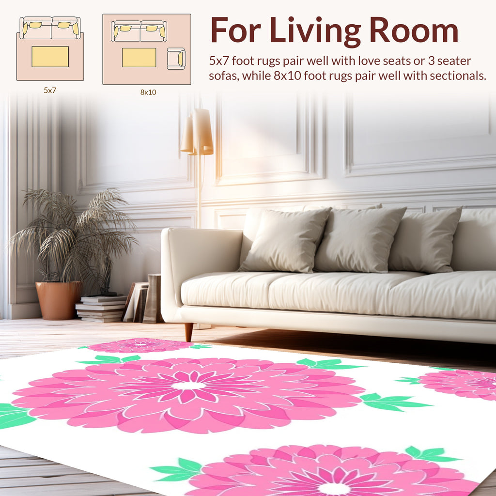 Pink Daisy Floral Pattern Rug