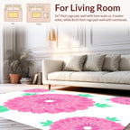 Pink Daisy Floral Pattern Rug